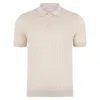 Paul James Knitwear Neutrals Mens Ultra Fine Cotton Miles Selection Knit Polo Shirt - Ecru