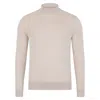 Paul James Knitwear Neutrals Mens Ultra Fine Cotton Mock Turtle Neck Spencer Jumper - Birch