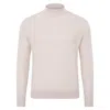 Paul James Knitwear Neutrals Mens Ultra Fine Cotton Mock Turtle Neck Spencer Jumper - Ecru In Beige