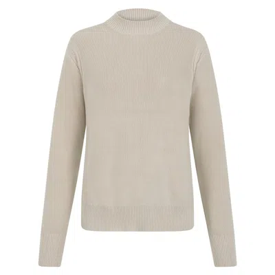 Paul James Knitwear Neutrals Womens Lightweight Cotton Camilla Fisherman Rib Jumper - Linen