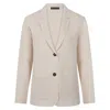 Paul James Knitwear Neutrals Womens Midweight Cotton Tara Relaxed Fit Knitted Blazer - Ecru In Beige