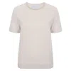 Paul James Knitwear Neutrals Womens Ultra Fine Cotton Cassie Saddle Shoulder Knitted T-shirt - Ecru In Beige
