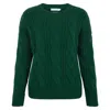 Paul James Knitwear Pink / Purple Womens Chunky Merino Wool Mary Cable Jumper - Ivy Green In Pink/purple