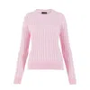 Paul James Knitwear Pink / Purple Womens Cotton Crew Neck Taylor Cable Jumper - Pink In Pink/purple