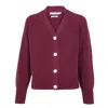 Paul James Knitwear Pink / Purple Womens Cotton Oversized V Neck Ribbed Tilda Cardigan - Rhododendron In Pink/purple