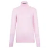 Paul James Knitwear Pink / Purple Womens Terri Ultra-fine Cotton Roll Neck Long Sleeve Jumper - Soft Pink In Pink/purple