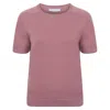 Paul James Knitwear Pink / Purple Womens Ultra Fine Cotton Cassie Saddle Shoulder Knitted T-shirt - Blossom Pink In Pink/purple