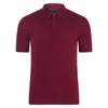 Paul James Knitwear Red Mens Ultra Fine Cotton Earl Short Sleeve Polo Shirt - Cabernet In Red