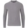 Paul James Knitwear Silver Mens Cotton Clark Fisherman Rib Knit Jumper - Ash Grey In Silver