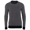 Paul James Knitwear White / Blue Mens Cotton David Fisherman Tuck Stitch Jumper - Navy In White/blue