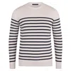 Paul James Knitwear White Mens 100% Cotton Striped Breton Allen Sweater - Ecru In White