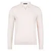 Paul James Knitwear White Mens Cotton Lightweight Lyndon Buttonless Polo Shirt - Ecru In White