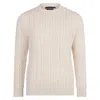 Paul James Knitwear White Mens Fisherman's Johnson British Wool Cable Jumper - Aran In White