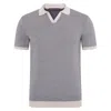 Paul James Knitwear White Mens Lightweight Cotton Gallo Fishermans Buttonless Polo Shirt - Ecru In White
