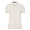 Paul James Knitwear White Mens Ultra Fine Cotton Santiago Open Knit Cuban Collar Shirt - Ecru In White