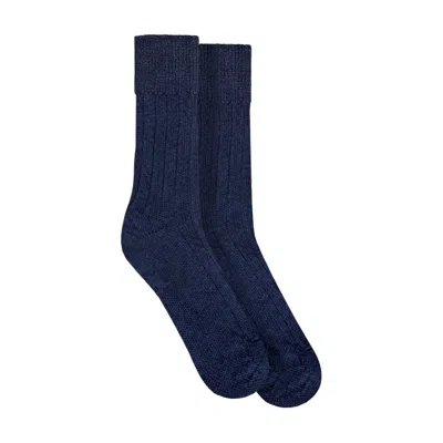 Paul James Knitwear Women's Blue Alpaca Kenilworth Lounge Socks - Navy