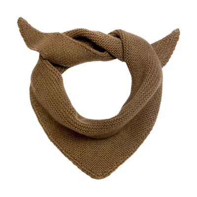 Paul James Knitwear Women's Brown Cotton Garter Knit Fynn Mini Neckerchief - Caramel