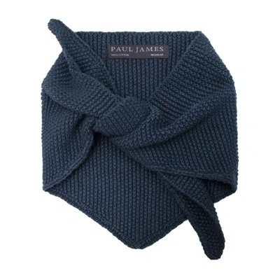 Paul James Knitwear Women's Cotton Sinner Textured Mini Neckerchief - Blue Melange