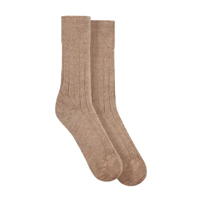 Paul James Knitwear Women's Gold Alpaca Kenilworth Lounge Socks - Fawn