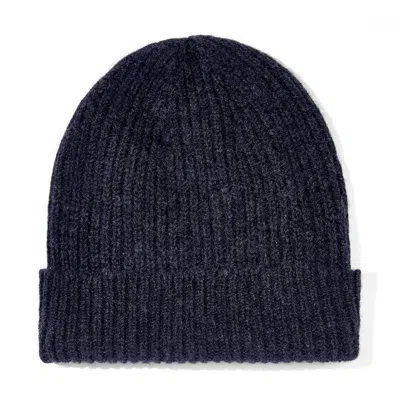 Paul James Knitwear Women's Grey 100% Cashmere Ribbed Beanie Hat - Charcoal