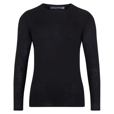 Paul James Knitwear Women's Mens Midweight Merino Activewear Base Layer Zeus Top - Black