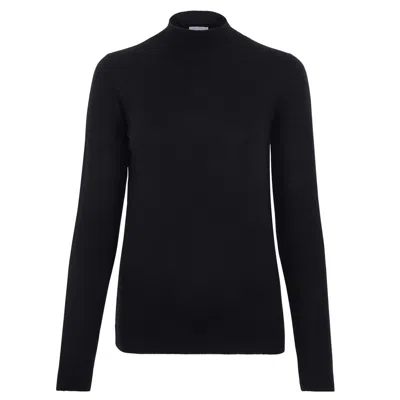 Paul James Knitwear Women's Pure Extra Fine Merino Wool High Neck Hayley Jumper - Black