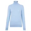 Paul James Knitwear Women's Terri Ultra-fine Cotton Roll Neck Long Sleeve Jumper - Baby Blue In Blue