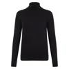 Paul James Knitwear Women's Terri Ultra-fine Cotton Roll Neck Long Sleeve Jumper - Black In Black