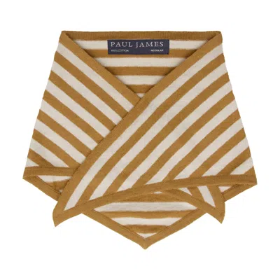Paul James Knitwear Women's Yellow Organic Cotton Linen Cary Striped Mini Neckerchief - Mustard