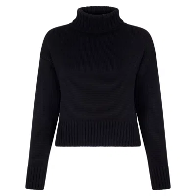 Paul James Knitwear Womens Chunky Merino Wool Melissa Cropped Submariner Jumper - Black