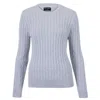 Paul James Knitwear Womens Cotton Crew Neck Taylor Cable Jumper - Light Grey In Grey