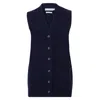 Paul James Knitwear Womens Lambswool Laura V Neck Waistcoat With Pockets - Oxford Blue
