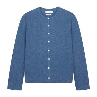 Paul James Knitwear Womens Lambswool Leona Crew Neck Cardigan - Jeans Blue