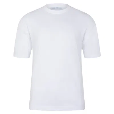 Paul James Knitwear Womens Lightweight Cotton Fenn Oversized Knitted T-shirt - White