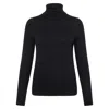 PAUL JAMES KNITWEAR WOMENS PURE HARRIET EXTRA FINE MERINO WOOL ROLL NECK JUMPER - BLACK