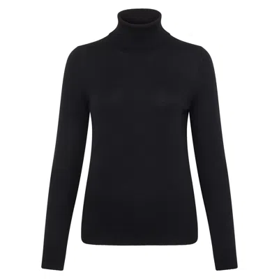Paul James Knitwear Womens Pure Harriet Extra Fine Merino Wool Roll Neck Jumper - Black