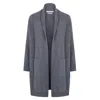 Paul James Knitwear Womens Pure Lambswool Long Line Liberty Cardigan With Pockets - Grey Mix In Grey