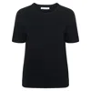 Paul James Knitwear Womens Ultra Fine Cotton Cassie Saddle Shoulder Knitted T-shirt - Black In Black