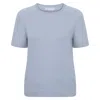 Paul James Knitwear Womens Ultra Fine Cotton Cassie Saddle Shoulder Knitted T-shirt - Pale Blue In Blue