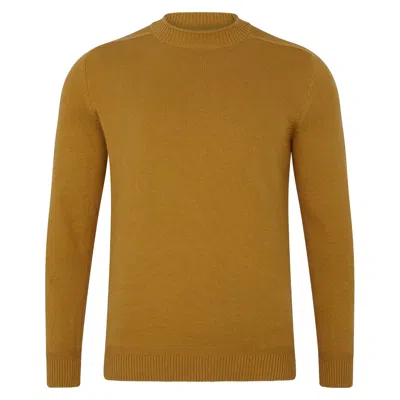 Paul James Knitwear Yellow Mens Lightweight Cotton Linen Slaithes Saddle Shoulder Jumper - Mustard In Black