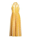 Paul & Joe Woman Midi Dress Marigold Size 6 Ramie In Yellow