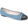 Paul Mayer Best Cap Toe Ballet Flat In Blue