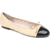 Paul Mayer Best Cap Toe Quilted Ballet Flat In Nude