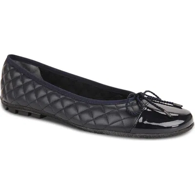 Paul Mayer Cozy Quilted Cap Toe Ballet Flat In Blue