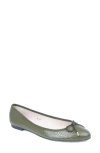 Paul Mayer Luxe Textured Ballet Flat In Green