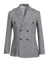 Paul Miranda Man Blazer Blue Size 38 Linen, Cotton, Polyester In Gray