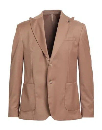 Paul Miranda Man Blazer Camel Size 40 Polyester, Viscose, Elastane In Brown
