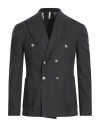 Paul Miranda Man Blazer Charcoal Size 38 Polyester, Viscose, Elastane In Black