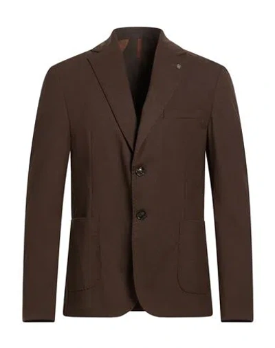 Paul Miranda Man Blazer Dark Brown Size 42 Polyester, Viscose, Elastane In Burgundy