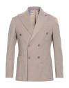 Paul Miranda Man Blazer Taupe Size 42 Polyester, Wool, Elastane In Gray